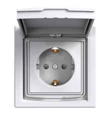 Розетка 220В Schneider Electric EPH3100321 Asfora, білий, пластик, із заземленням, Schuko, ip44, із захисною кришкою, зі шторками, для врізного монтажу