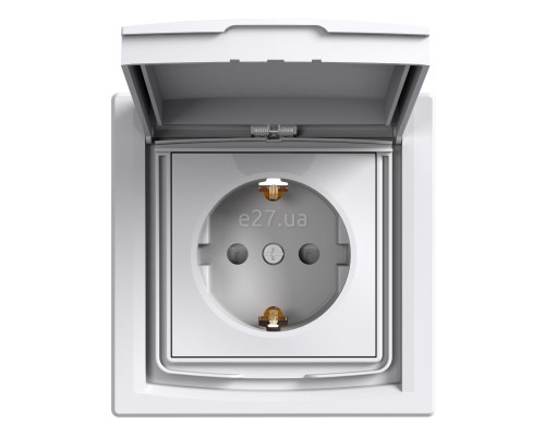 Розетка 220В Schneider Electric EPH3100321 Asfora, білий, пластик, із заземленням, Schuko, ip44, із захисною кришкою, зі шторками, для врізного монтажу