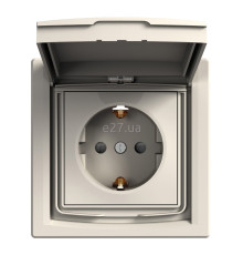 Розетка 220В Schneider Electric EPH3100323 Asfora IP44, кремовий, пластик, із заземленням, Schuko, ip44, із захисною кришкою, зі шторками, для врізного монтажу