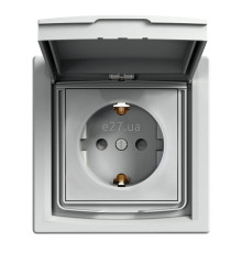 Розетка 220В Schneider Electric EPH3100361 Asfora IP44, алюміній, пластик, із заземленням, Schuko, ip44, із захисною кришкою, зі шторками, для врізного монтажу
