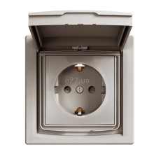 Розетка 220В Schneider Electric EPH3100369 Asfora IP44, бронза, пластик, із заземленням, Schuko, ip44, із захисною кришкою, зі шторками, для врізного монтажу