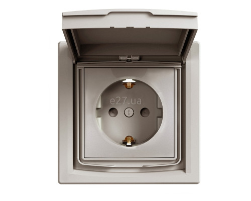 Розетка 220В Schneider Electric EPH3100369 Asfora IP44, бронза, пластик, із заземленням, Schuko, ip44, із захисною кришкою, зі шторками, для врізного монтажу