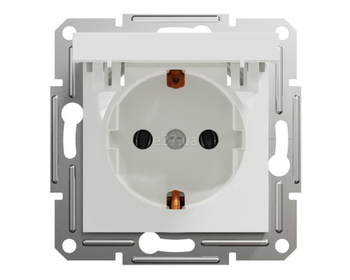 Розетка 220В Schneider Electric EPH3170121 Asfora, 16A, білий, пластик, із заземленням, Schuko, ip20, із захисною кришкою, без шторок, для врізного монтажу