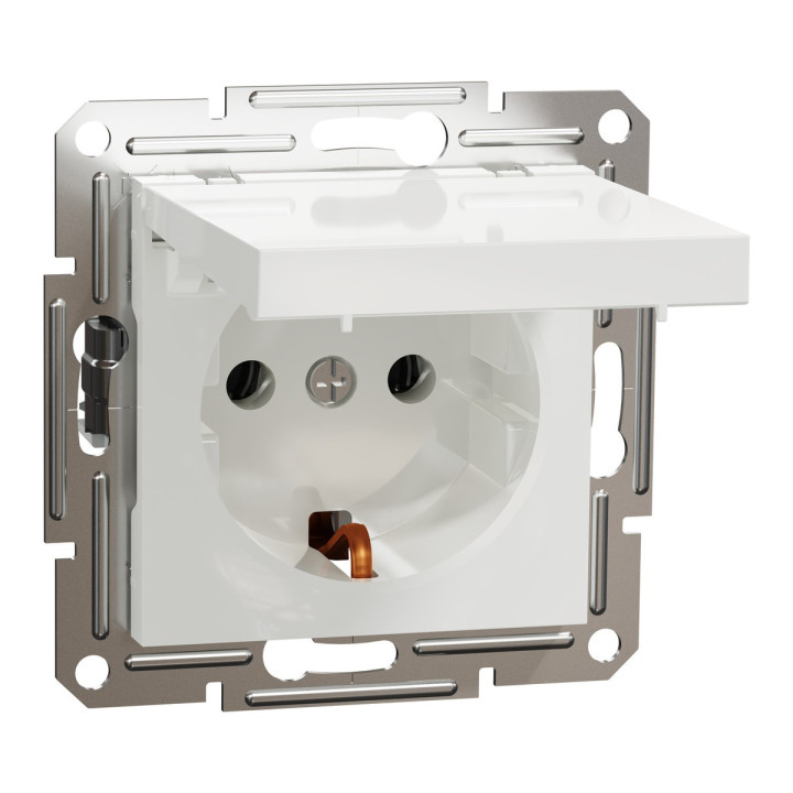 Розетка 220В Schneider Electric EPH3170121 Asfora, 16A, білий, пластик, із заземленням, Schuko, ip20, із захисною кришкою, без шторок, для врізного монтажу · Schneider Electric · schneider-electric-eph3170121