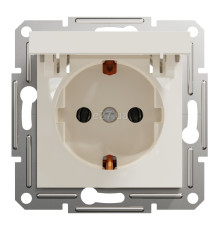 Розетка 220В Schneider Electric EPH3170123 Asfora, 16A, кремовий, пластик, із заземленням, Schuko, ip20, із захисною кришкою, без шторок, для врізного монтажу