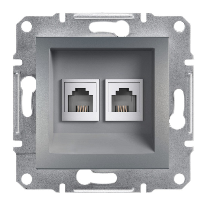 Розетка телефонна Schneider Electric EPH4200162 Asfora, сталь, пластик, для врізного монтажу · Schneider Electric · schneider-electric-eph4200162