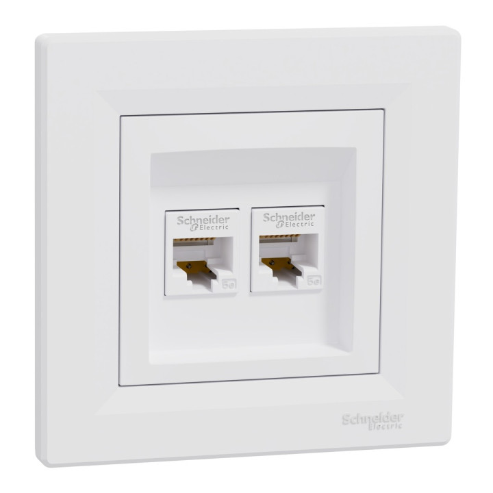 Розетка комп'ютерна Schneider Electric EPH4400121 Asfora, білий, пластик, для врізного монтажу · Schneider Electric · schneider-electric-eph4400121