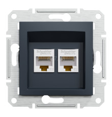 Розетка комп'ютерна Schneider Electric EPH4400171 Asfora, антрацит, пластик, для врізного монтажу