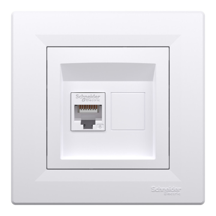 Розетка комп'ютерна Schneider Electric EPH4700121 Asfora, білий, пластик, для врізного монтажу · Schneider Electric · schneider-electric-eph4700121