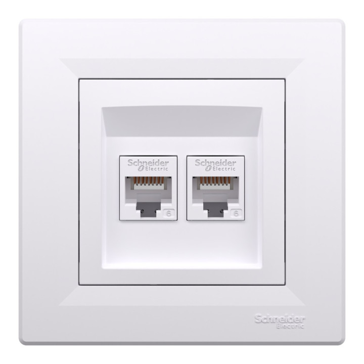 Розетка комп'ютерна Schneider Electric EPH4800121 Asfora, білий, пластик, для врізного монтажу · Schneider Electric · schneider-electric-eph4800121