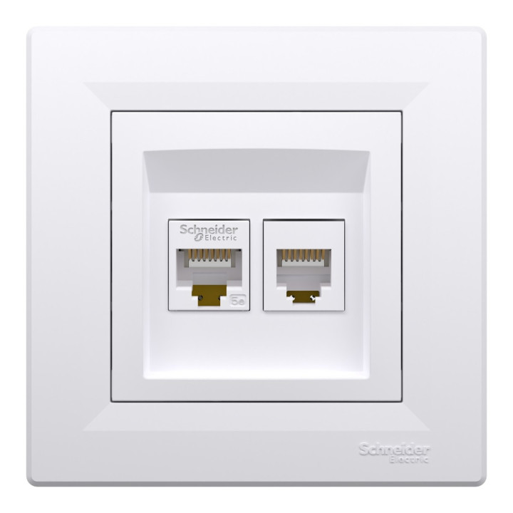 Розетка комп'ютерна, телефонна Schneider Electric EPH4900121 Asfora, білий, пластик, для врізного монтажу · Schneider Electric · schneider-electric-eph4900121