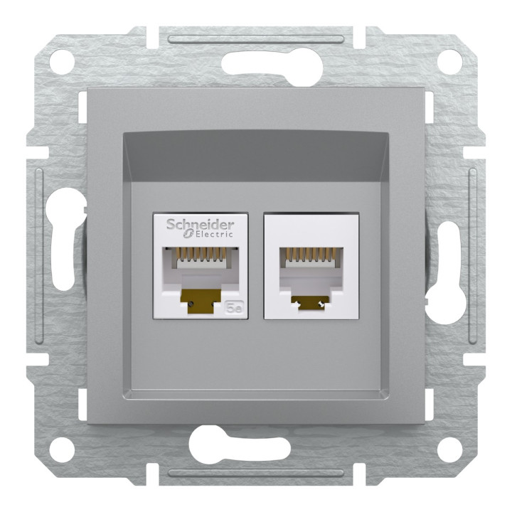 Розетка комп'ютерна, телефонна Schneider Electric EPH4900161 Asfora, алюміній, пластик, для врізного монтажу · Schneider Electric · schneider-electric-eph4900161