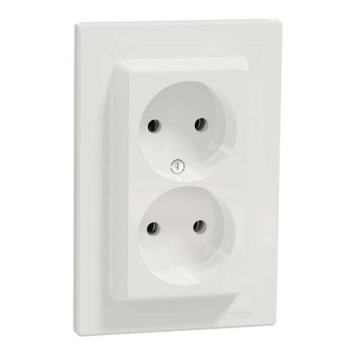 Розетка подвійна 220В Schneider Electric EPH9700121 Asfora, білий, пластик, без заземлення, без захисної кришки, без шторок, для врізного монтажу · Schneider Electric · schneider-electric-eph9700121