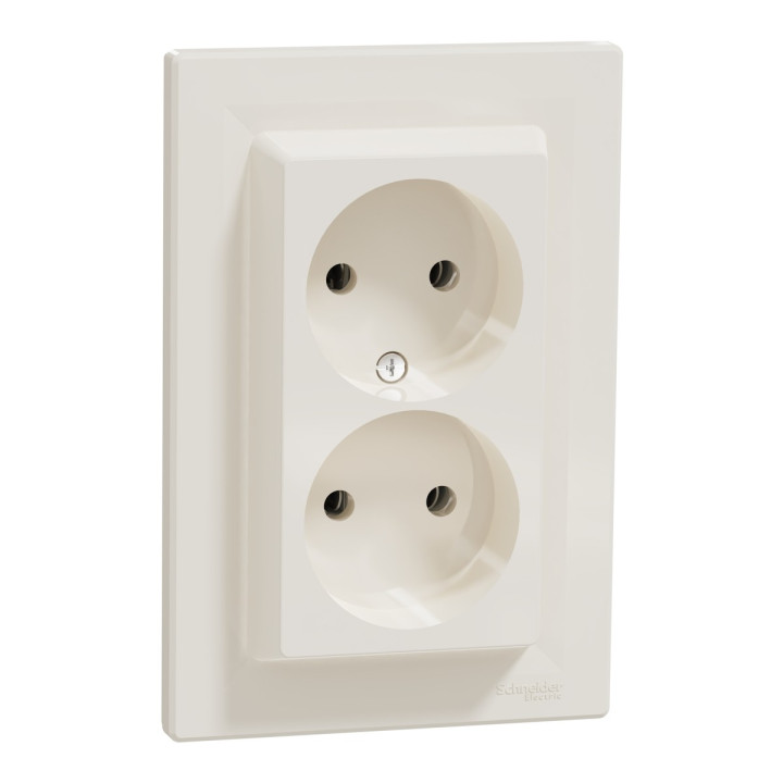 Розетка подвійна 220В Schneider Electric EPH9700123 Asfora, кремовий, пластик, без заземлення, без захисної кришки, без шторок, для врізного монтажу · Schneider Electric · schneider-electric-eph9700123