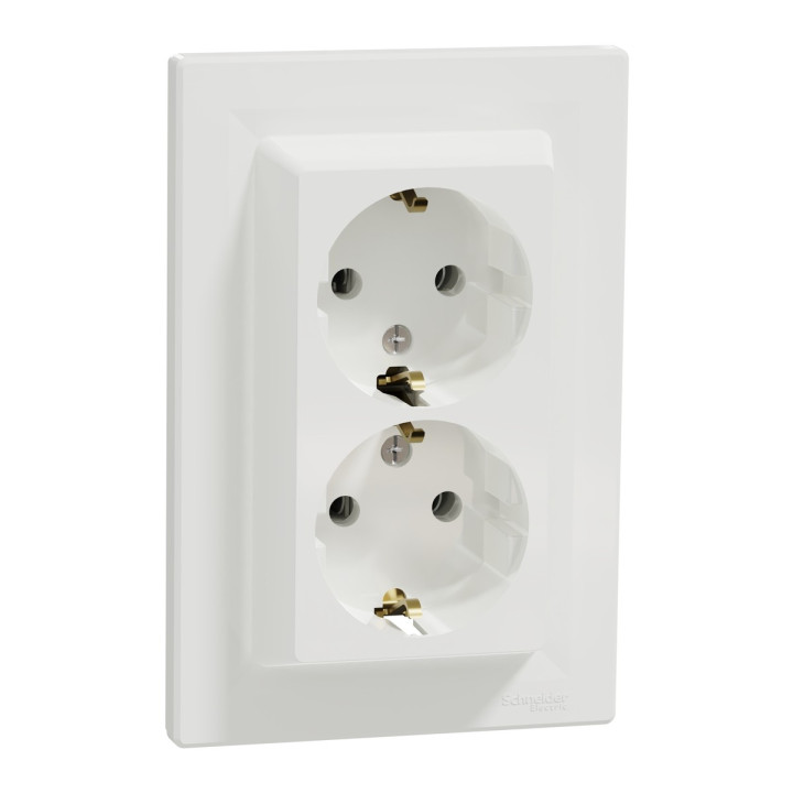 Розетка подвійна 220В Schneider Electric EPH9900121 Asfora, білий, пластик, із заземленням, Schuko, без захисної кришки, без шторок, для врізного монтажу · Schneider Electric · schneider-electric-eph9900121