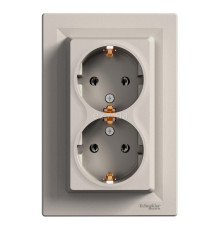 Розетка подвійна 220В Schneider Electric EPH9900169 Asfora, бронза, пластик, із заземленням, Schuko, без захисної кришки, без шторок, для врізного монтажу