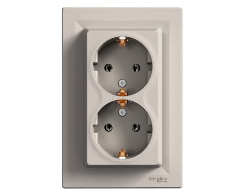 Розетка подвійна 220В Schneider Electric EPH9900169 Asfora, бронза, пластик, із заземленням, Schuko, без захисної кришки, без шторок, для врізного монтажу