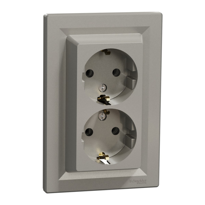 Розетка подвійна 220В Schneider Electric EPH9900169 Asfora, бронза, пластик, із заземленням, Schuko, без захисної кришки, без шторок, для врізного монтажу · Schneider Electric · schneider-electric-eph9900169