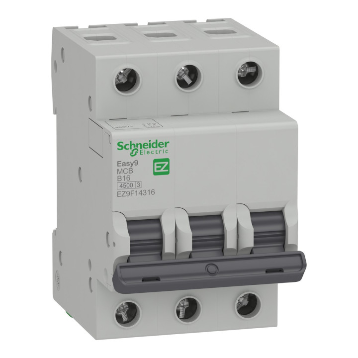 Автоматичний вимикач Schneider Electric EZ9F14316 Easy9, 3P, 16A, B, 4.5kA, на DIN-рейку · Schneider Electric · schneider-electric-ez9f14316