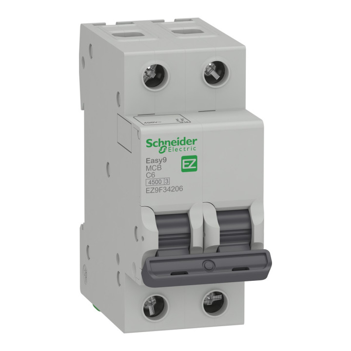 Автоматичний вимикач Schneider Electric EZ9F34206 Easy9, 2P, 6A, C, 4.5kA, на DIN-рейку · Schneider Electric · schneider-electric-ez9f34206