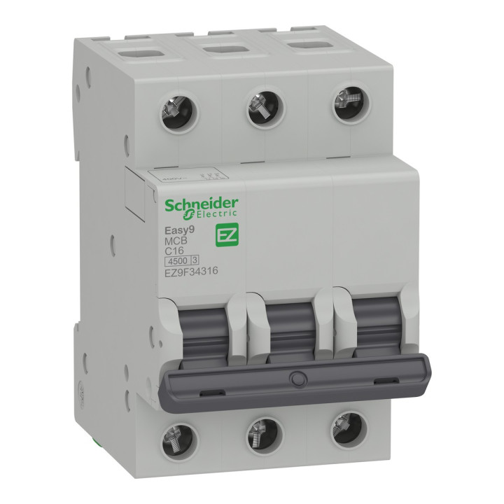 Автоматичний вимикач Schneider Electric EZ9F34316 Easy9, 3P, 16A, C, 4.5kA, на DIN-рейку · Schneider Electric · schneider-electric-ez9f34316
