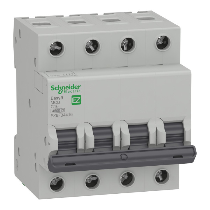 Автоматичний вимикач Schneider Electric EZ9F34416 Easy9, 4P, 16A, C, 4.5kA, на DIN-рейку · Schneider Electric · schneider-electric-ez9f34416