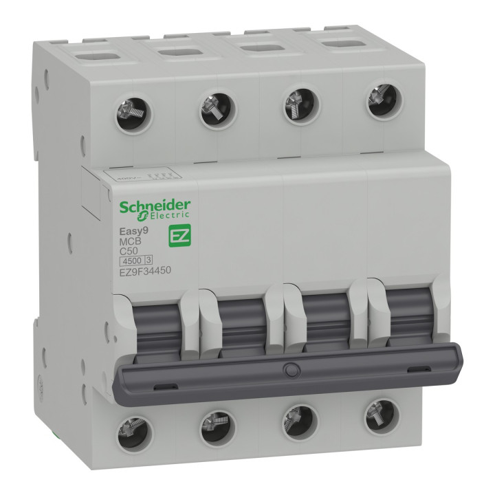 Автоматичний вимикач Schneider Electric EZ9F34450 Easy9, 4P, 50A, C, 4.5kA, на DIN-рейку · Schneider Electric · schneider-electric-ez9f34450