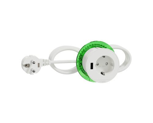 Розетковий блок в стіл Schneider Electric INS44004 Unica New System+, білий, пластик, із заземленням, Schuko, без захисної кришки, зі шторками, для врізного монтажу