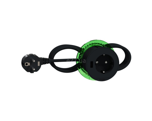 Розетковий блок в стіл Schneider Electric INS44005 Unica New System+, антрацит, пластик, із заземленням, Schuko, без захисної кришки, зі шторками, для врізного монтажу