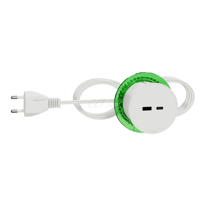 Розетковий блок в стіл Schneider Electric INS44008 Unica New System+ USB А + С, білий, пластик, без захисної кришки, для врізного монтажу · Schneider Electric · schneider-electric-ins44008