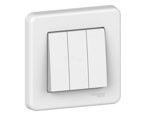 Вимикач 3-клавішний Schneider Electric LNA2100321 Leona, білий, пластик, без підсвітки та індикації, для врізного монтажу
