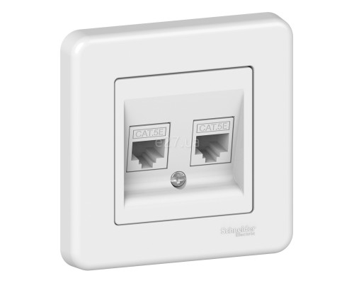 Розетка комп'ютерна Schneider Electric LNA4400121 Leona, білий, пластик, для врізного монтажу