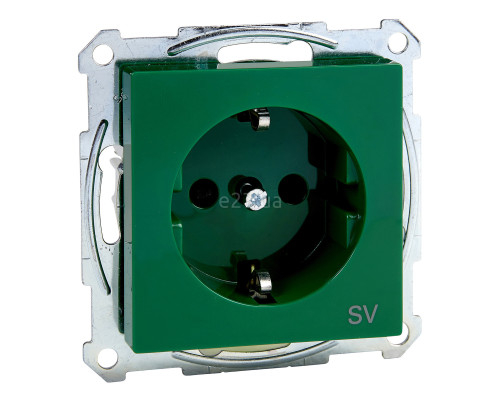 Розетка 220В Schneider Electric MEG2300-0304 Merten System M, зелений, із заземленням, Schuko