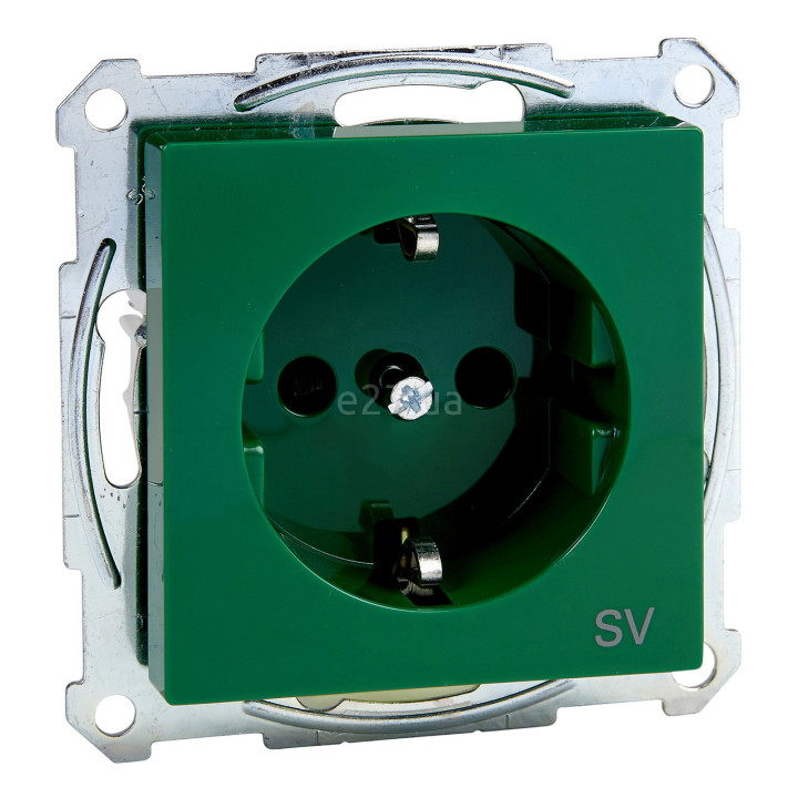 Розетка 220В Schneider Electric MEG2300-0304 Merten System M, зелений, із заземленням, Schuko · Schneider Electric · schneider-electric-meg2300-0304