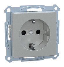 Розетка 220В Schneider Electric MEG2300-0460 Merten System M, алюміній, із заземленням, Schuko