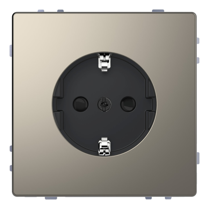 Розетка 220В Schneider Electric MEG2300-6050 Merten System D, нікель, із заземленням, Schuko · Schneider Electric · schneider-electric-meg2300-6050