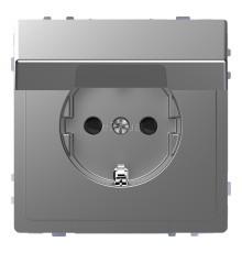 Розетка 220В Schneider Electric MEG2310-6036 Merten System D, нержавіюча сталь, із заземленням, Schuko, із захисною кришкою