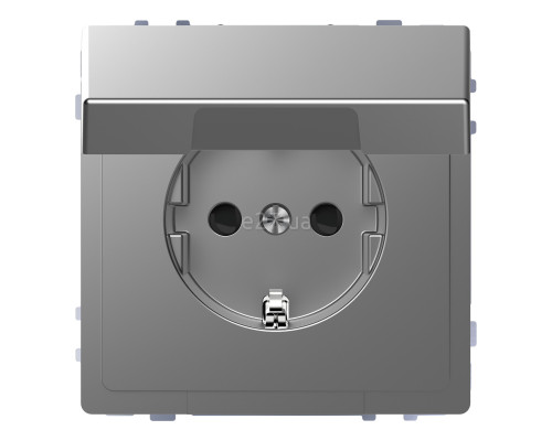 Розетка 220В Schneider Electric MEG2310-6036 Merten System D, нержавіюча сталь, із заземленням, Schuko, із захисною кришкою