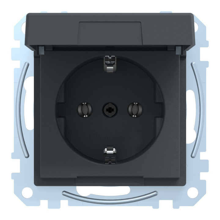 Розетка 220В Schneider Electric MEG2311-0414 Merten System M, антрацит, із заземленням, Schuko, із захисною кришкою · Schneider Electric · schneider-electric-meg2311-0414