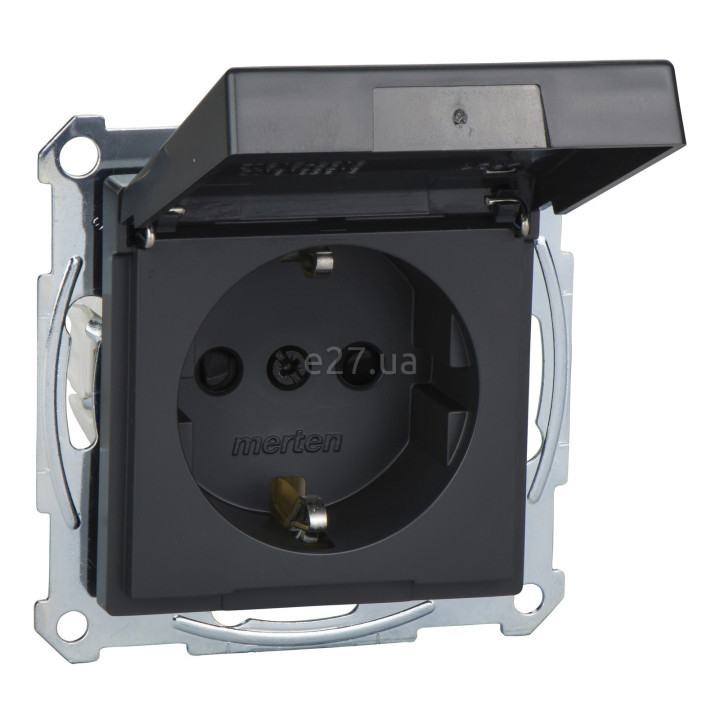 Розетка 220В Schneider Electric MEG2314-0414 Merten System M, антрацит, із заземленням, Schuko, ip44, із захисною кришкою · Schneider Electric · schneider-electric-meg2314-0414