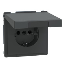 Розетка 220В Schneider Electric MEG2314-6034 Merten System D, антрацит, із заземленням, Schuko, ip44, із захисною кришкою