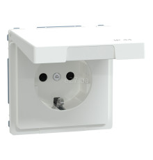 Розетка 220В Schneider Electric MEG2314-6035 Merten System D, білий лотос, із заземленням, Schuko, ip44, із захисною кришкою