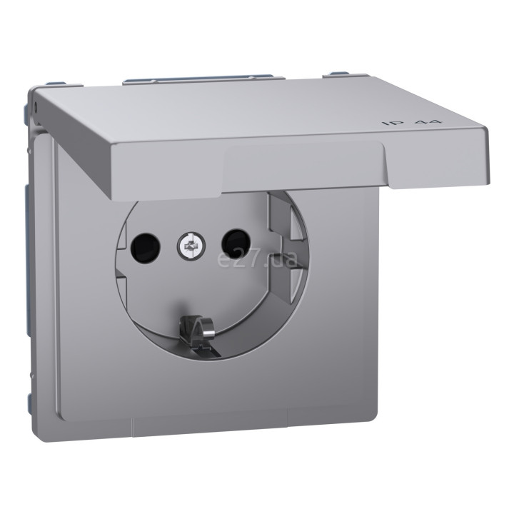 Розетка 220В Schneider Electric MEG2314-6036 Merten System D, нержавіюча сталь, із заземленням, Schuko, ip44, із захисною кришкою · Schneider Electric · schneider-electric-meg2314-6036