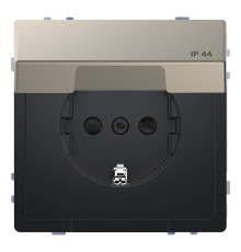 Розетка 220В Schneider Electric MEG2314-6050 Merten System D, нікель, із заземленням, Schuko, ip44, із захисною кришкою