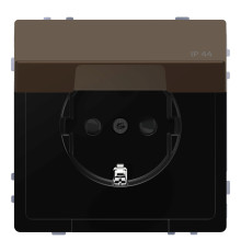 Розетка 220В Schneider Electric MEG2314-6052 Merten System D, мокко, із заземленням, Schuko, ip44, із захисною кришкою