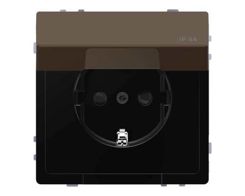 Розетка 220В Schneider Electric MEG2314-6052 Merten System D, мокко, із заземленням, Schuko, ip44, із захисною кришкою