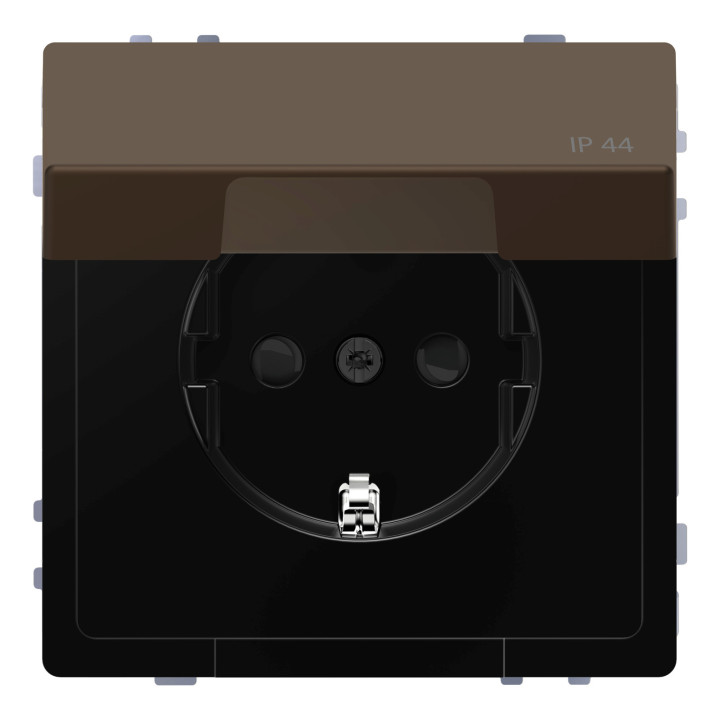 Розетка 220В Schneider Electric MEG2314-6052 Merten System D, мокко, із заземленням, Schuko, ip44, із захисною кришкою · Schneider Electric · schneider-electric-meg2314-6052