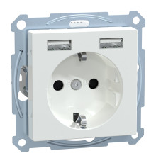 Розетка 220В з USB Schneider Electric MEG2366-0325 Merten System M, активний білий, із заземленням, Schuko