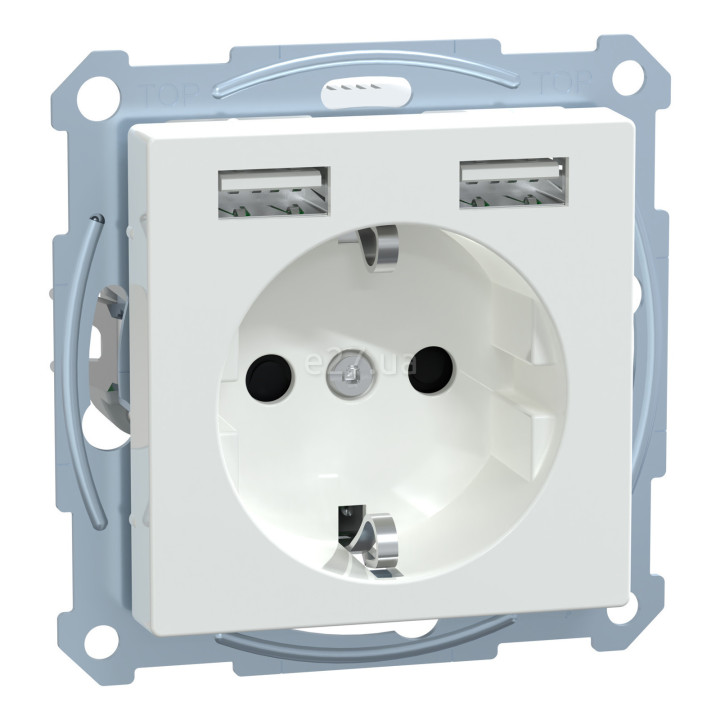 Розетка 220В з USB Schneider Electric MEG2366-0325 Merten System M, активний білий, із заземленням, Schuko · Schneider Electric · schneider-electric-meg2366-0325
