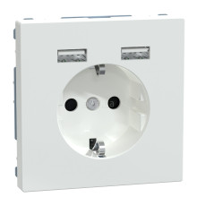 Розетка 220В з USB Schneider Electric MEG2366-6035 Merten System D, білий лотос, із заземленням, Schuko